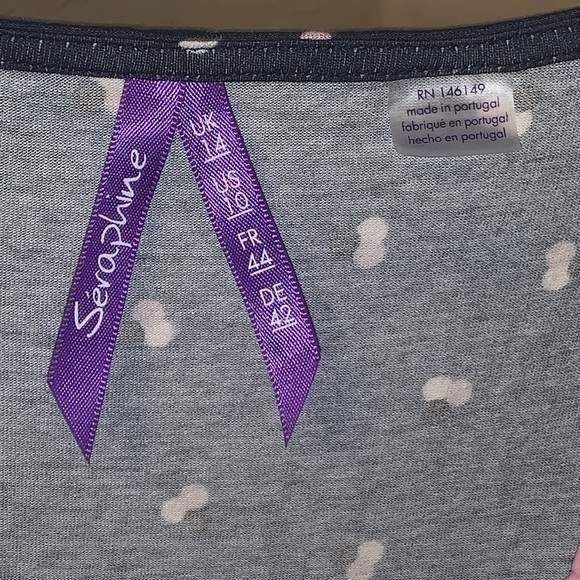 🎄Maternity Nursing Seraphine Navy blue/Pink Dot Dress-Size US 10 - Picture 5 of 15